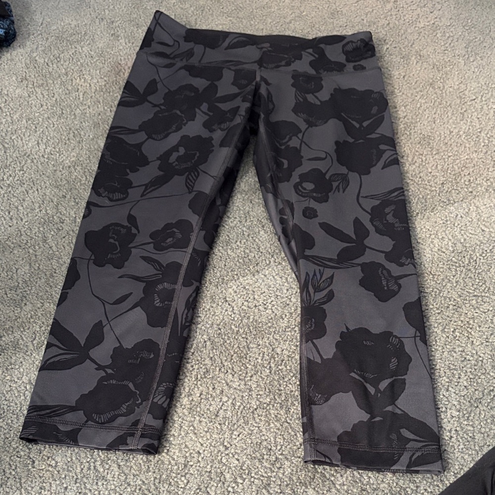 Lululemon Athletica Black Floral Leggings